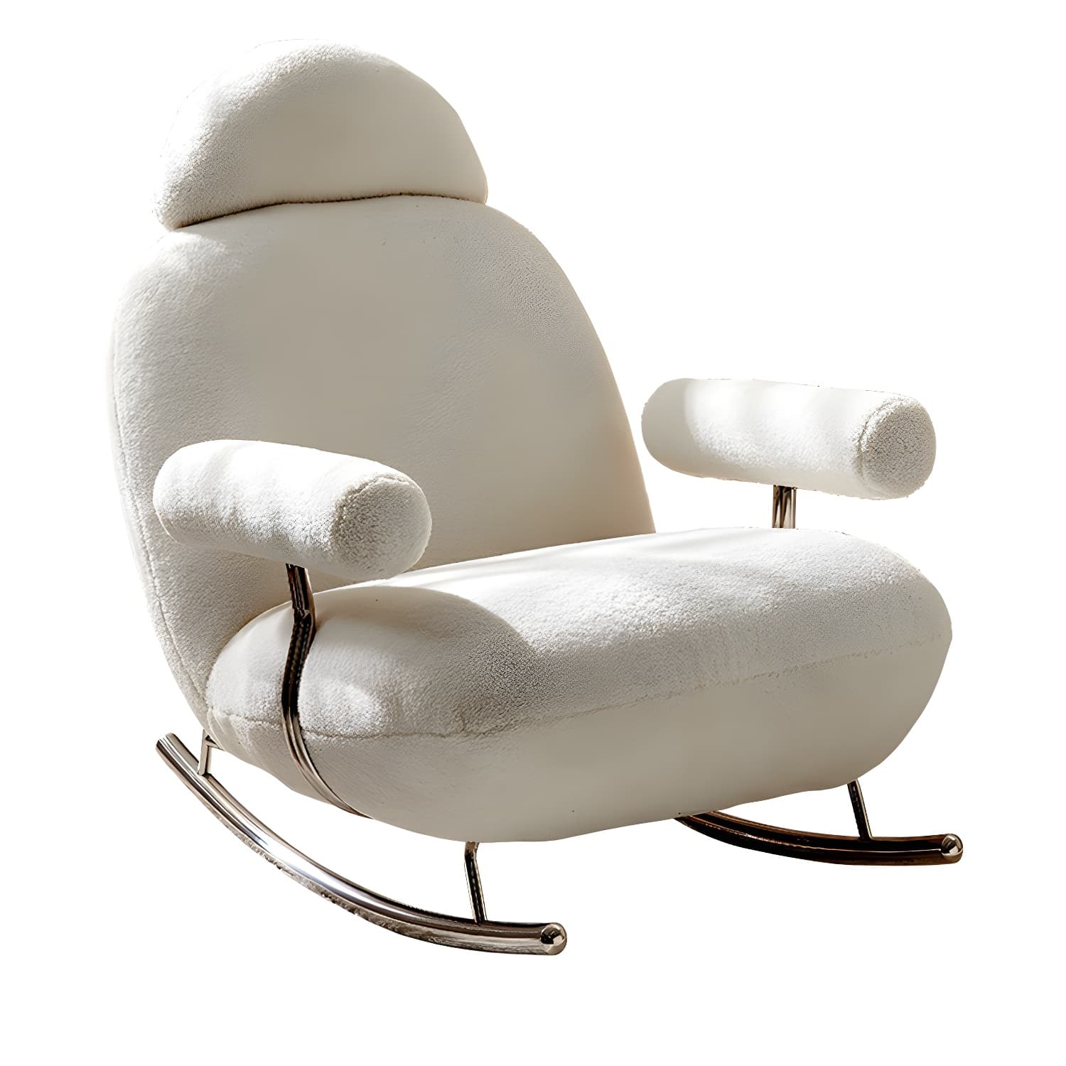 Sheepskin Rocking Chair with Cushion and Padded Seat Contemporary - image 13