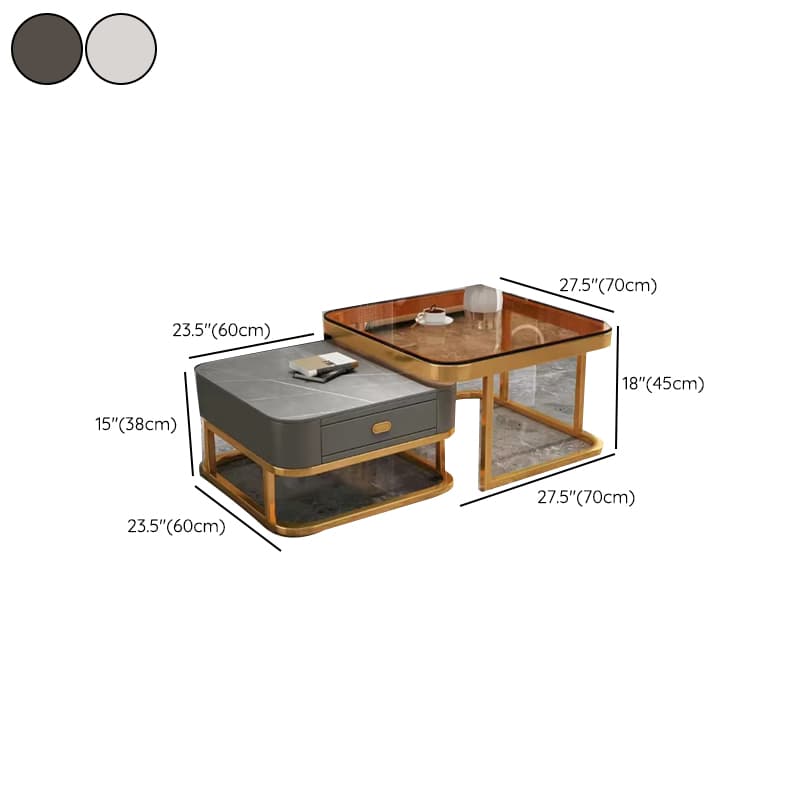 Foyer Use Glam Style Square Structure Double Nesting Coffee Table - image 17