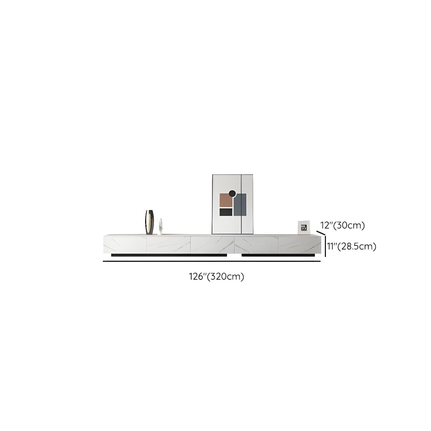Contemporary 11.02"H TV Media Console Stand in White with Drawers - image 16