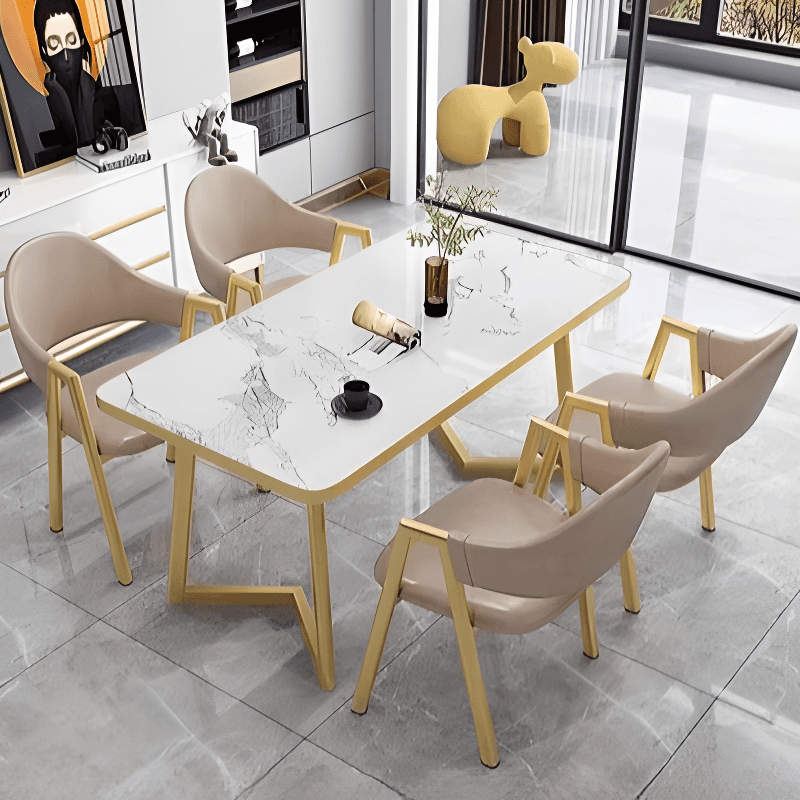 Luxurious Dining Table Set with Recycled Wood Top and Sleighing Base - image 5