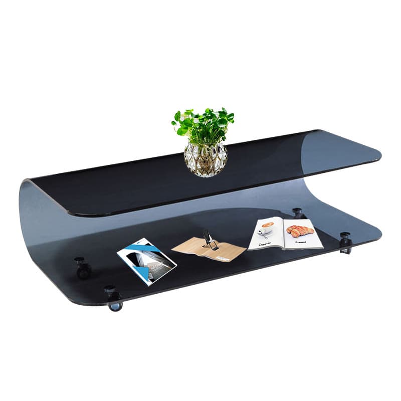 Transparent Wheel coffee table with Roller Wheels, Locker, 1 Shelf/2-Tier and Square/Square for Indoor Use - image 7