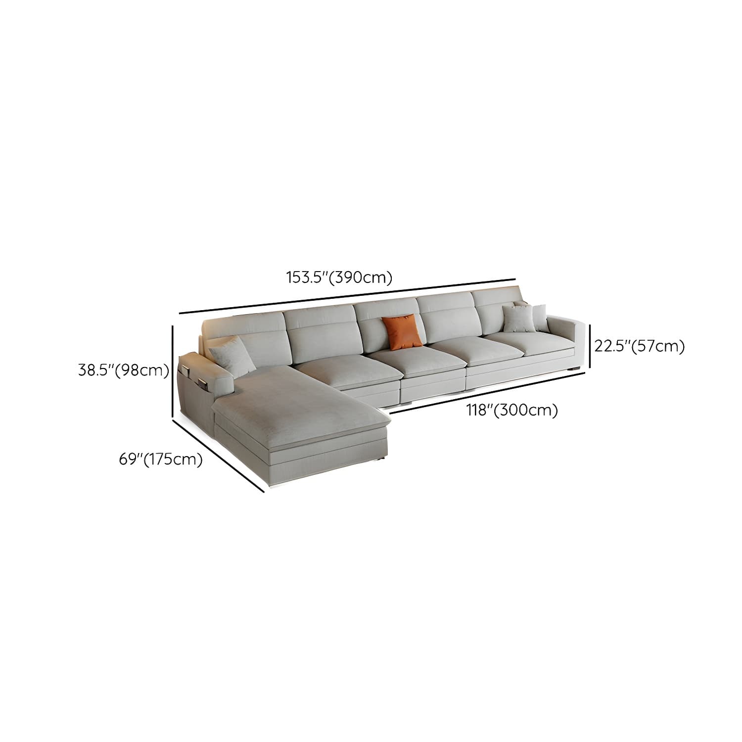 Contemporary Square Arm Sectional Sofa with Pillows and Storage - image 21