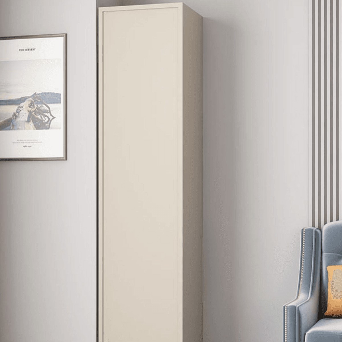 Rectangle Utility Cabinet with Locker, Glass Door, Pull Bars, White/Espresso/Off White Top, Soft Close Drawer, and Light - image 12