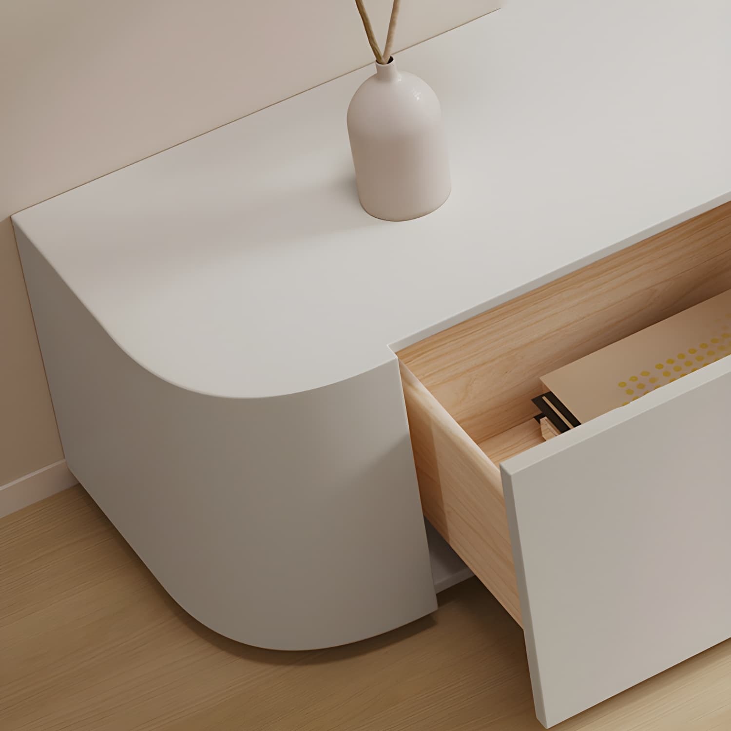 Modern Wood TV Stand Console White TV Media Stand with Drawers for Living Room - image 10