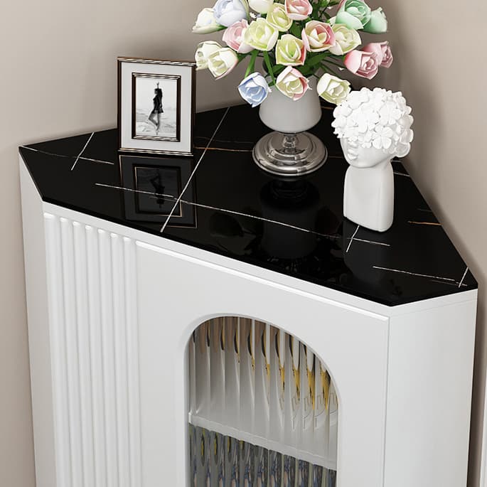 Elegant Corner Modern Accent Cabinet with Glass Doors and Metal Base - image 9