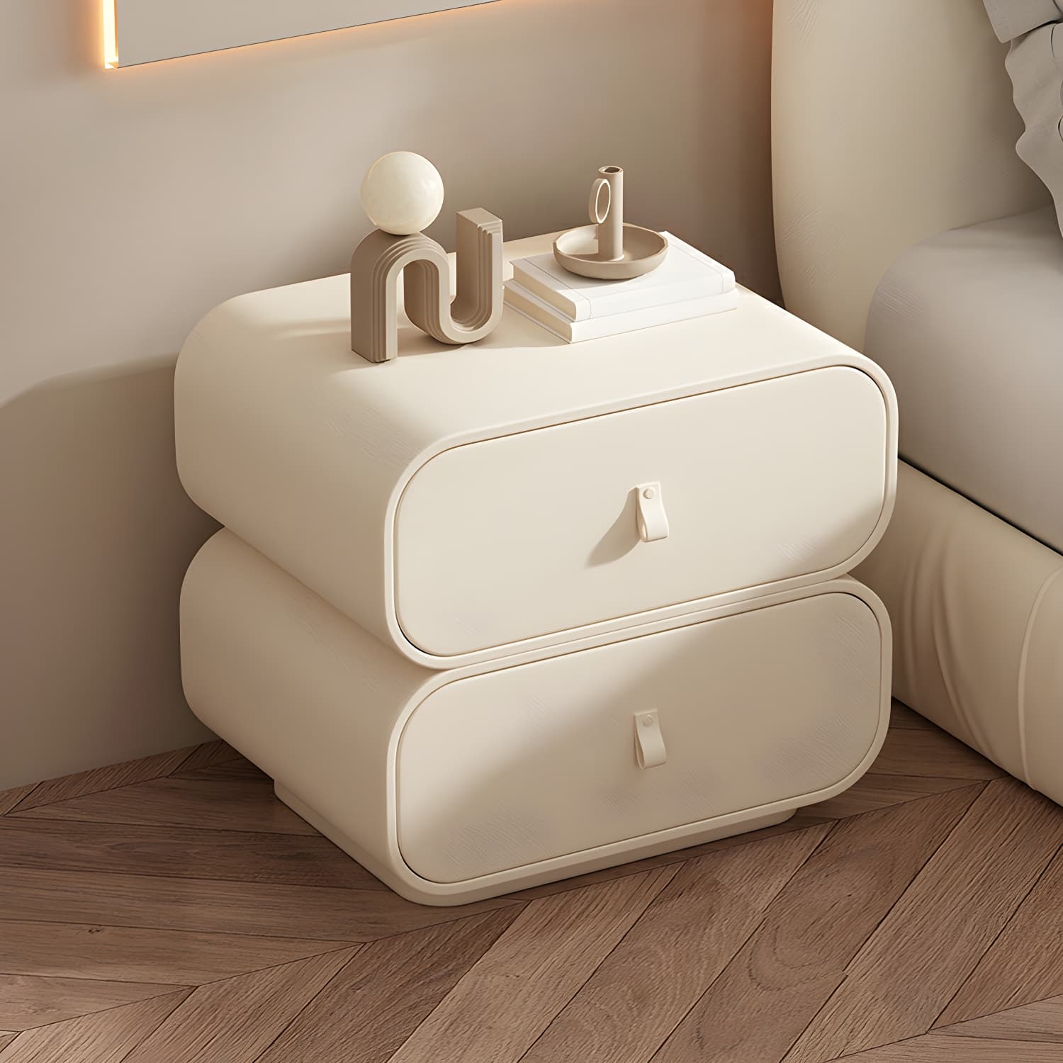 Contemporary Style Solid Wood 2-Drawer Night Table for Bedroom - image 12