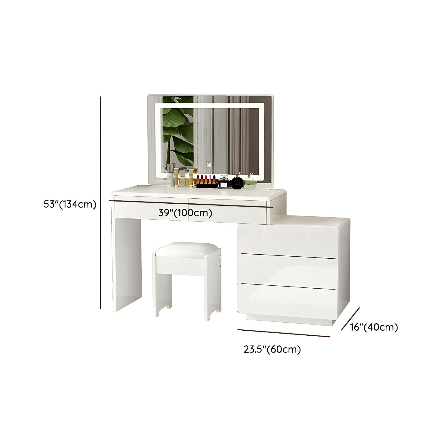 Modern 48'' White Wood Makeup Vanity & Stools with Drawers Self Close or Reserve Installation - image 15
