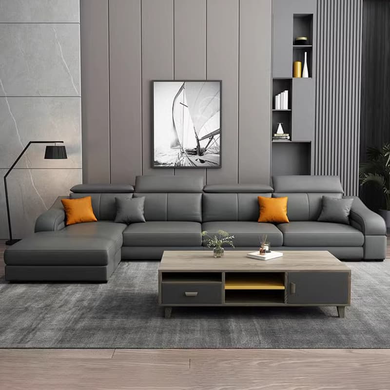 L-Shape Left Sofa Chaise for 5-seater with Sloped Arms in a Trendy Style - image 10