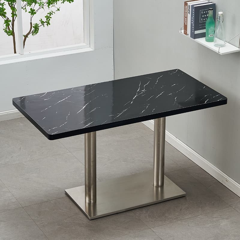 Art Deco Rectangular Dining Table with Lumber Top, Fixed Table Mechanism in Ink/White/Sepia - image 6