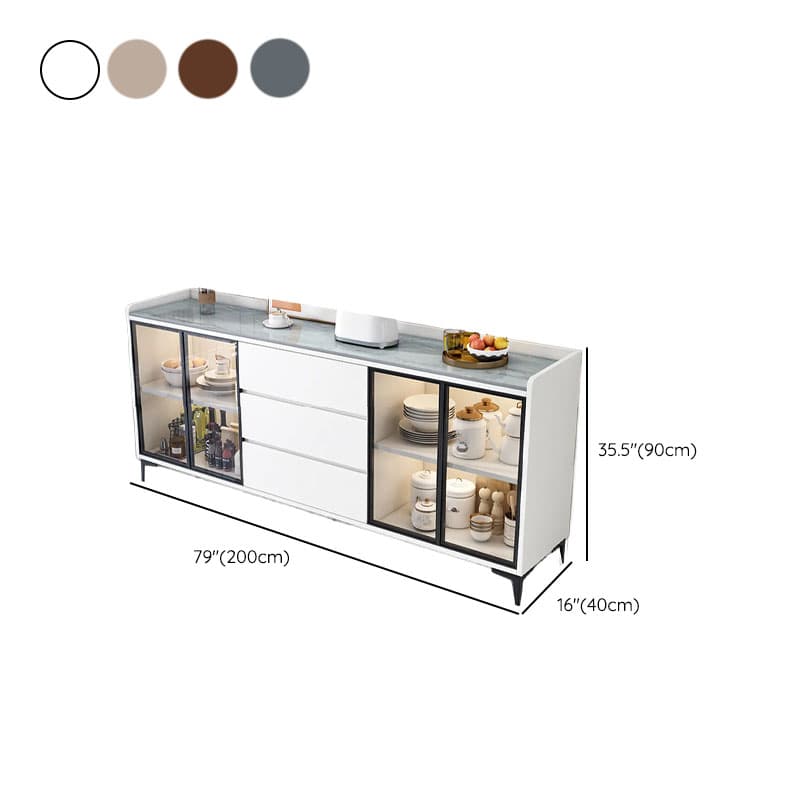 Standard/Narrow/Wide Oven Cabinet with 3 Drawers, Cupboard, Cabinets Storage, Sintered Stone Countertop, Glass-panel Door, and Flexible Shelf - image 25