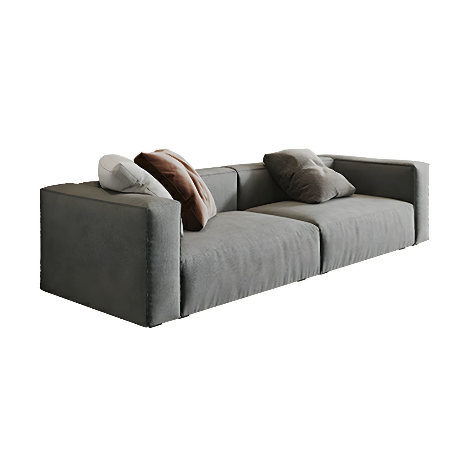 Modern Gray Chenille Stationary Sectional Sofa with Pillow Back and Wood Frame - image 5