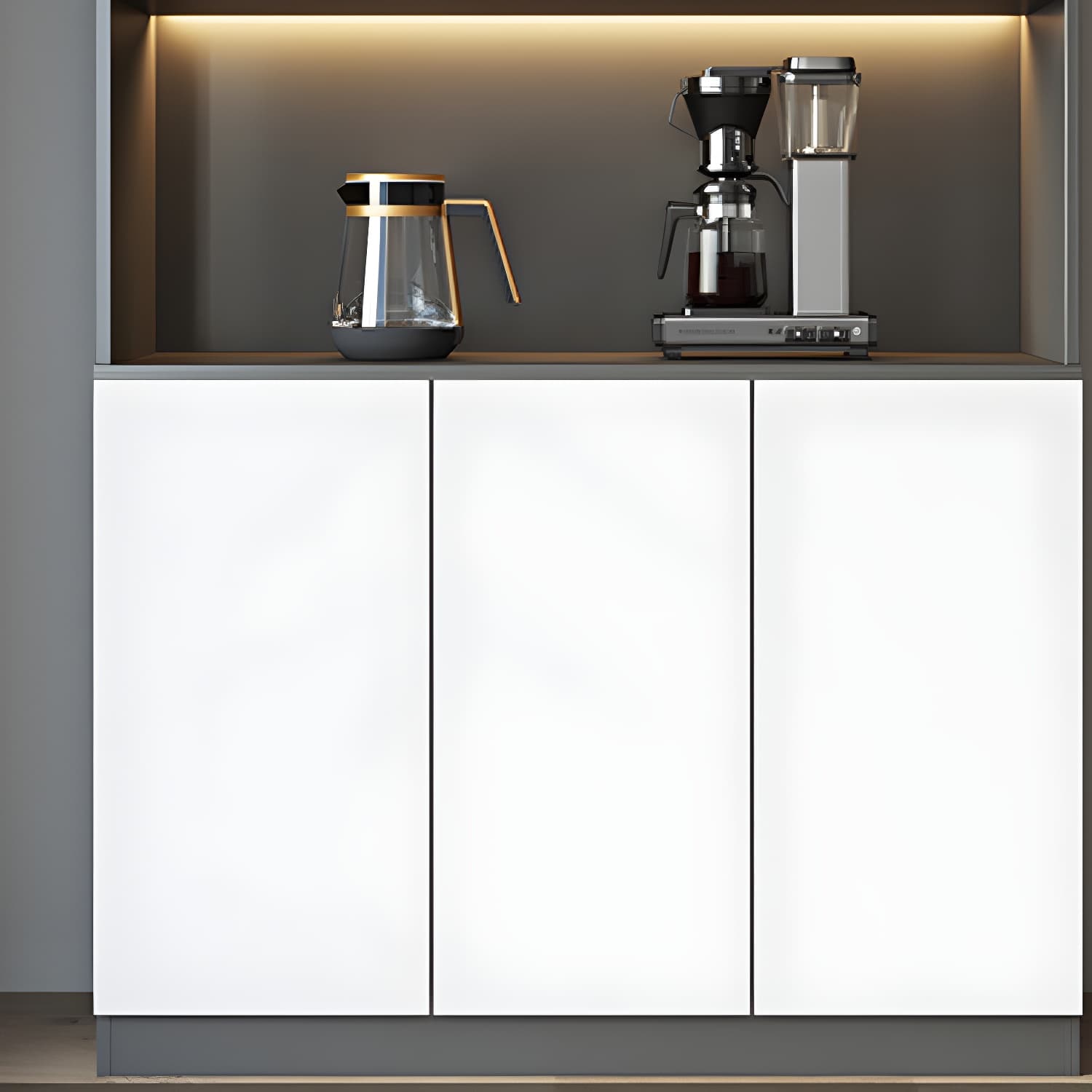 Modern Glass Adjustable Shelving Doors Wood Sideboard Cabinet with Cabinets and Drawers - image 6