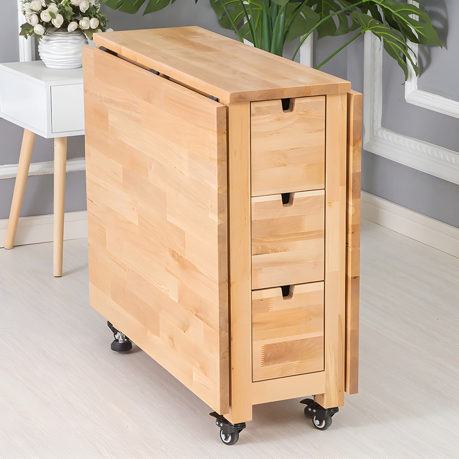 Modern Style Rectangle Solid Wood Drop-Leaf Dining Table, 59"L x 31.5"W x 29.5"H - image 9