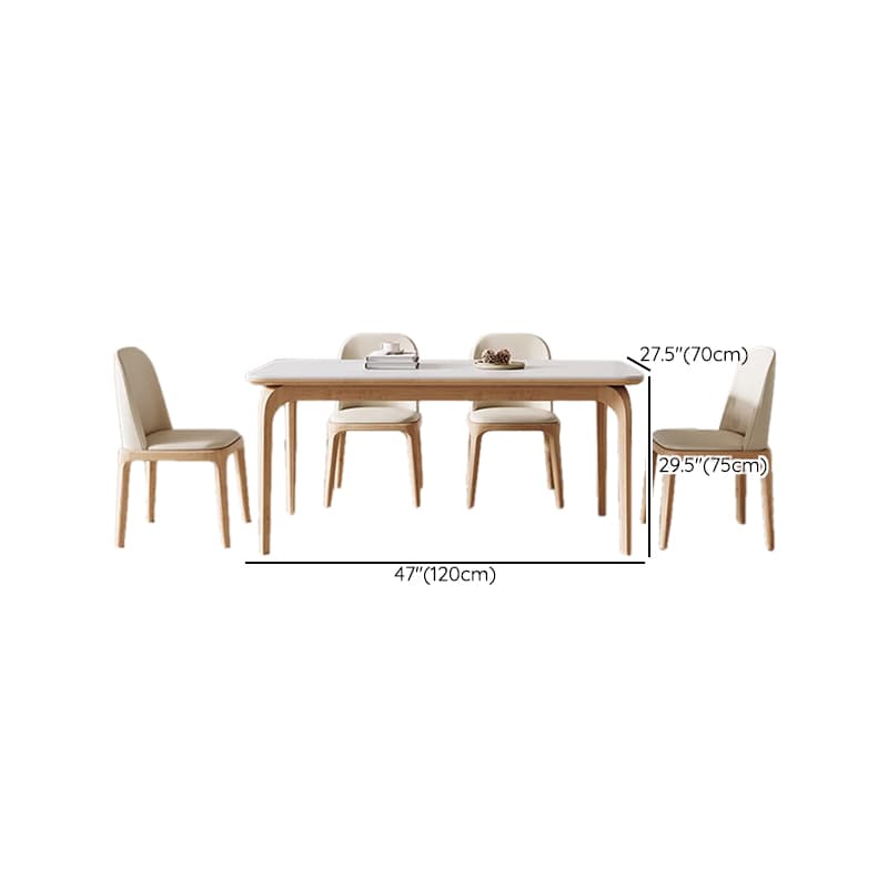 Dining Table Set with Slate Stone Fixed Table, Padded Chair Back for 6 People in White - image 11