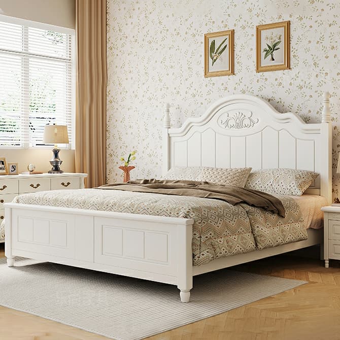 Modern Simple Style Natural Solid Wood Bed Frame with 4 Legs for Bedroom - image 12
