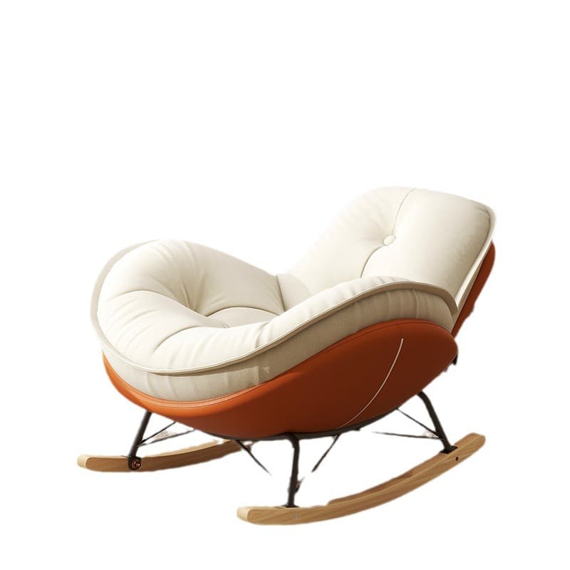 Modern Butter Color/Grey/Auburn Upholstered Padded Rocking Seat with Flared Arm, Scratch-repellent - image 7