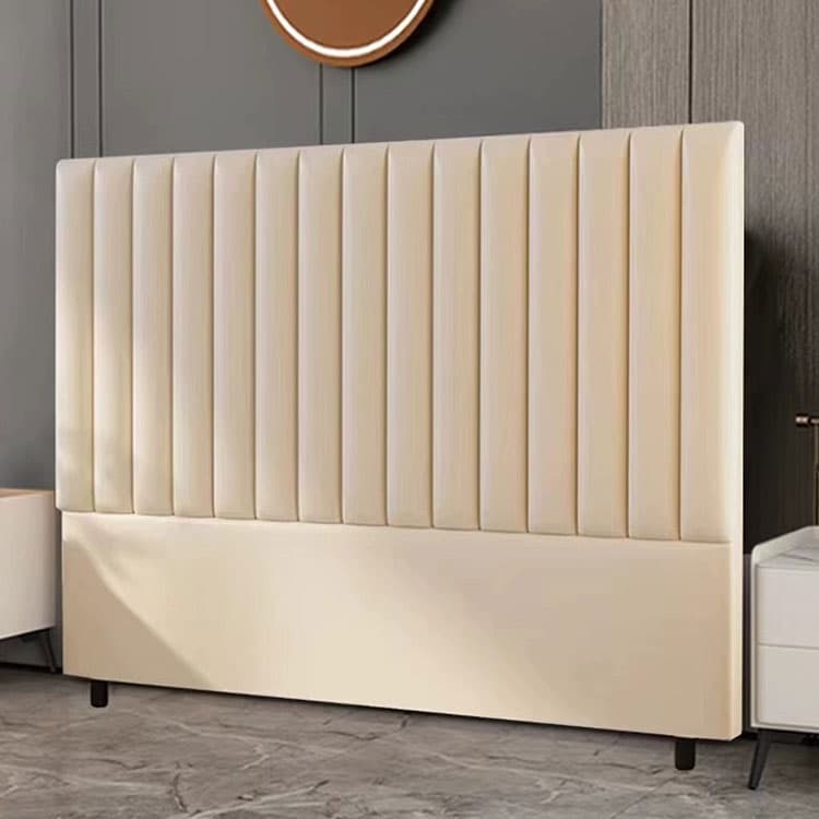 Modern Upholstered Pine Headboard with Leather Upholstery and Wood Legs