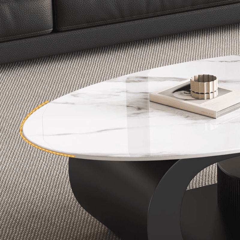 Elliptical Nesting Board Game Coffee Table with 1 Shelf for Small Spaces - image 8
