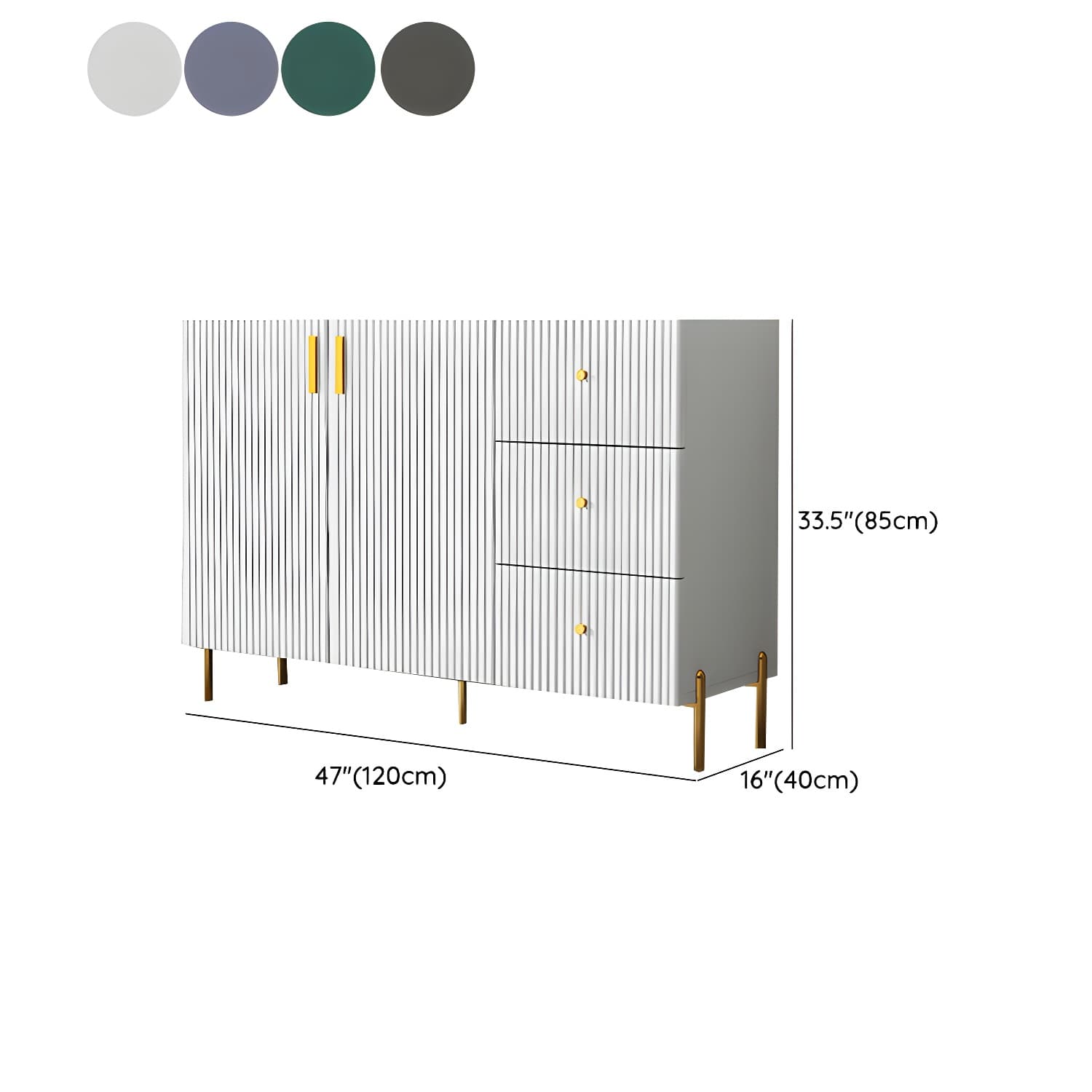 Living Room Glam Faux Wood Sideboard with Shelves and 3 Drawers - image 20