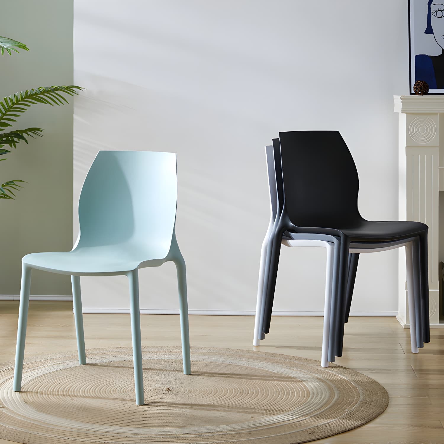 Contemporary Plastic Dining Room Chair Multicolor Stackable Side Chair - image 10