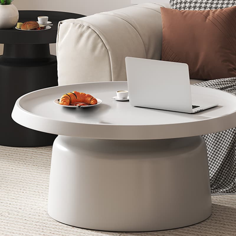 Modern Pedestal Non-Upholstered Round Nesting Coffee Tables Metal Top and Base - image 11