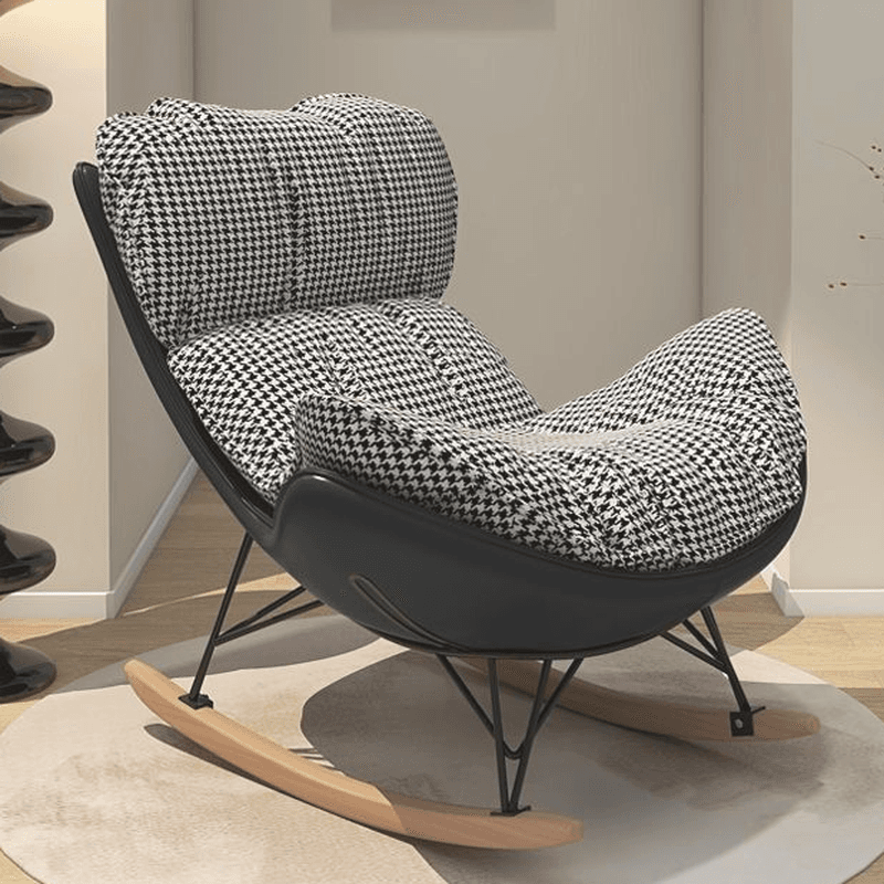 Scandinavian Upholstered Rocking Couch Chair with Padded & Anti- Dumping design