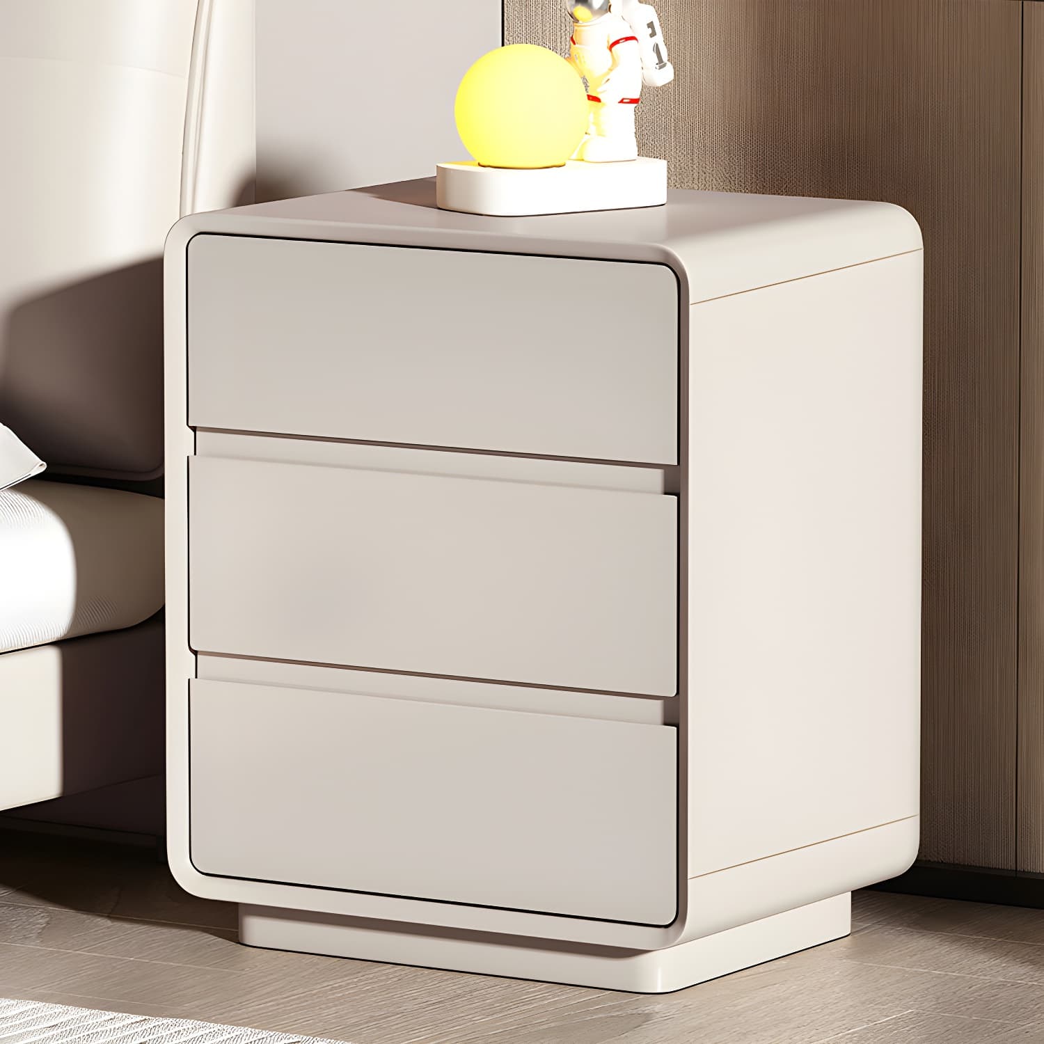 Modern Pine Wood Bedside Cabinet with 3 Drawers in Standard Height