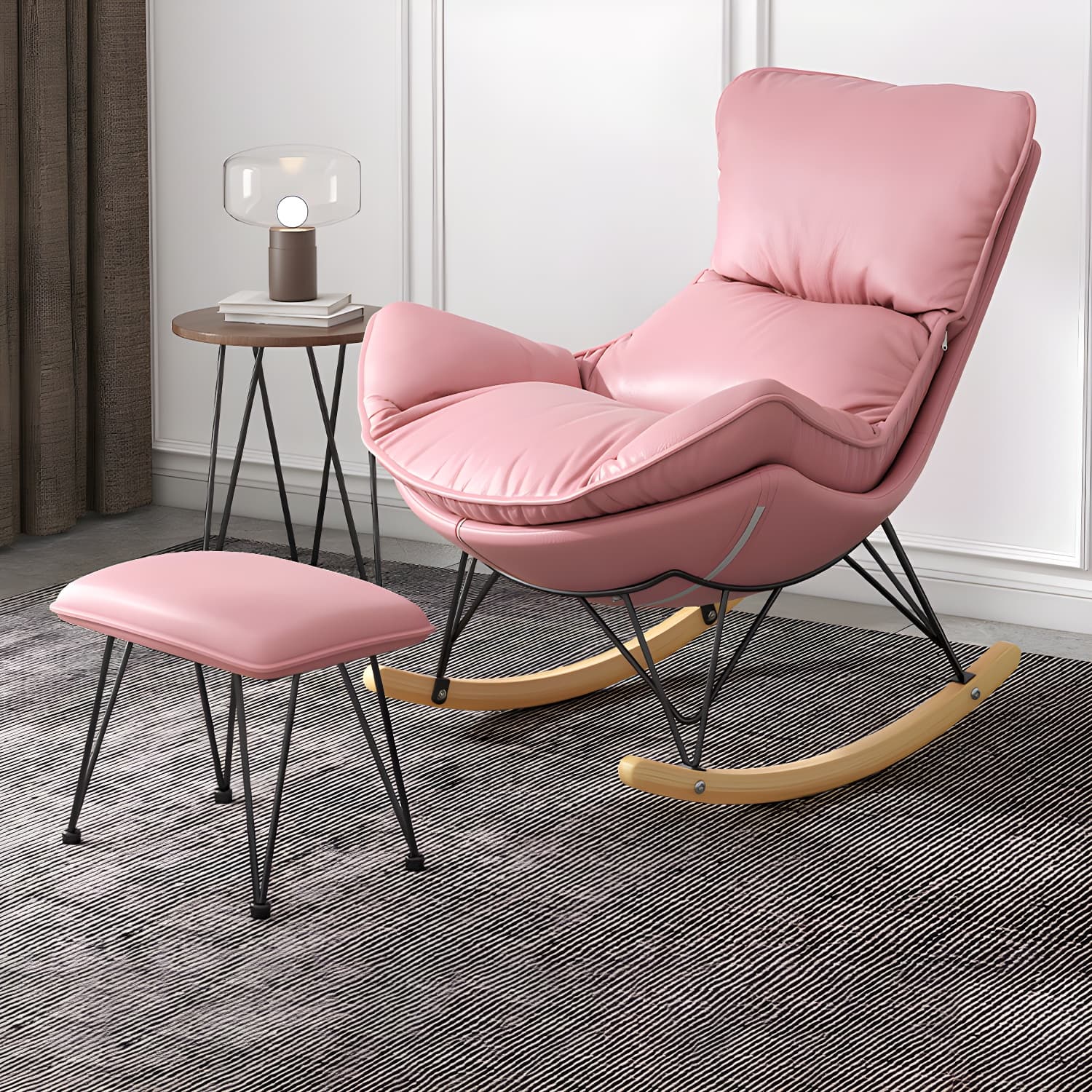Solid Wood Rocking Chair Contemporary Rocker Chair with Padded Seat - image 8