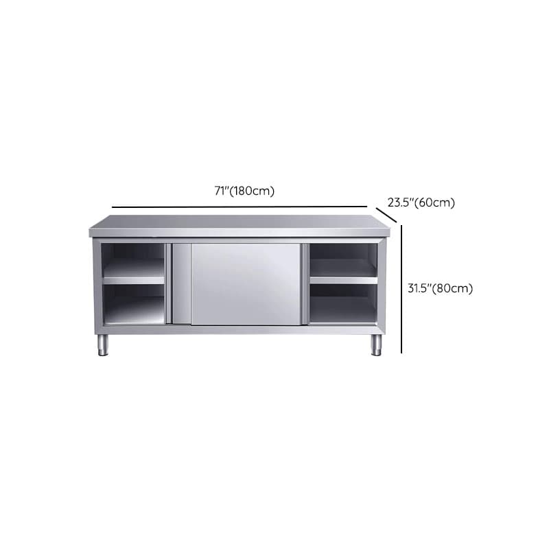 Silver Scullery Sink Cabinet with Reflecting Stainless Alloy Countertop, Self-supporting and Culinary Equipment Storage - image 15