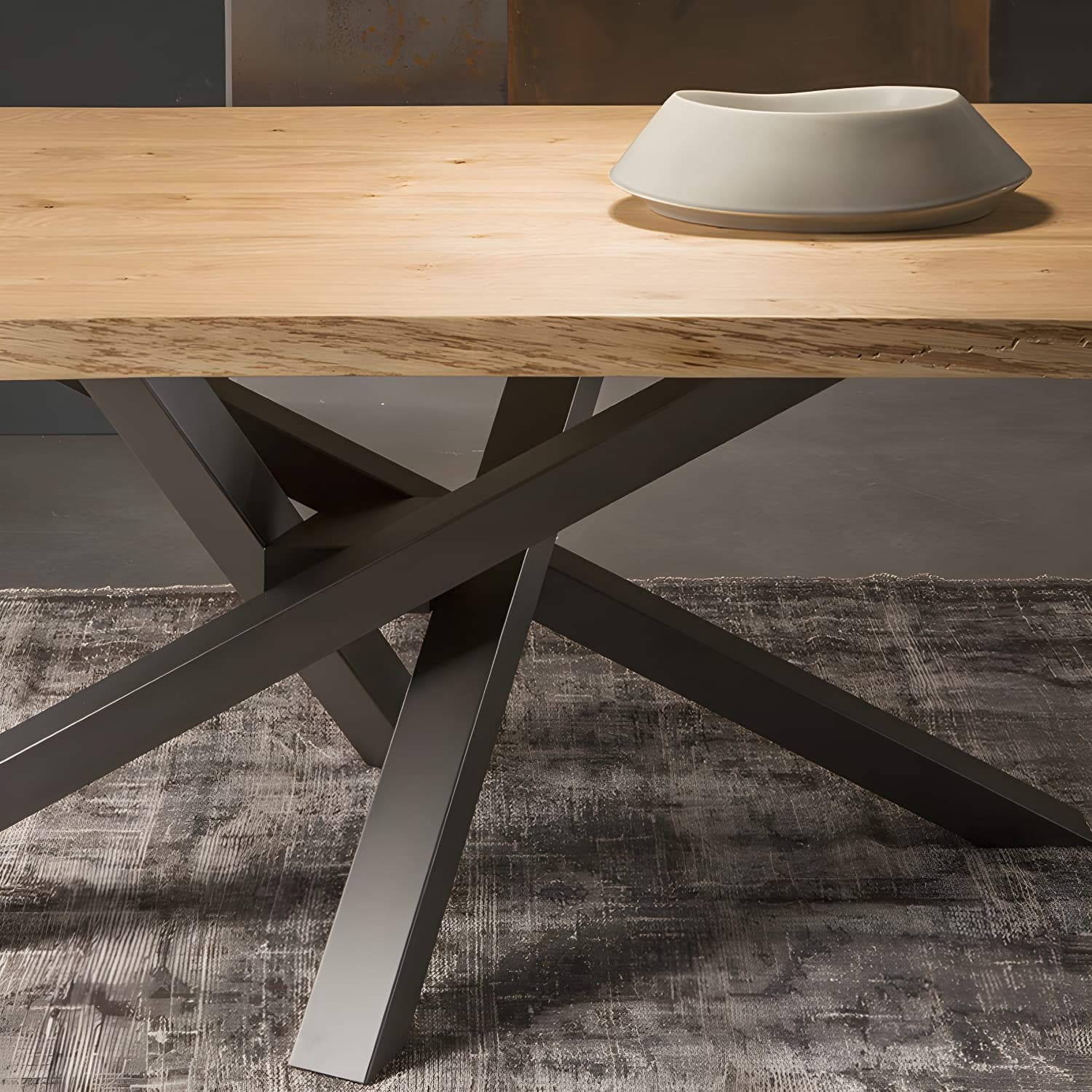 Rectangle Pedestal Luxury Dining Table Solid Wood Fixed Table for Home - image 9
