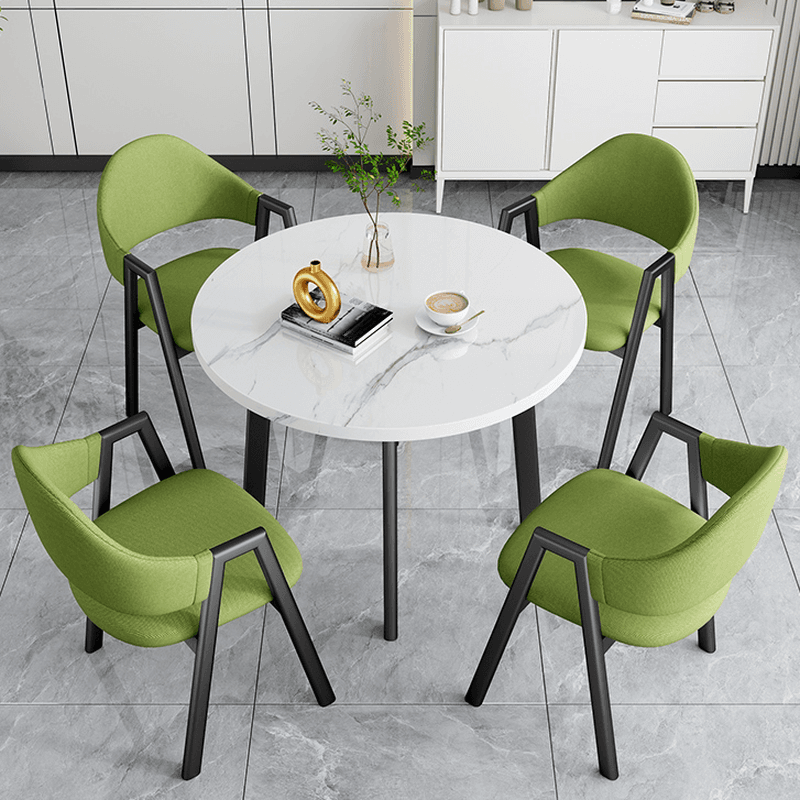 Dining Table Set with Rounded Shape and Padded Chair Back, Featuring Armrest and White Separable Table Top - image 8