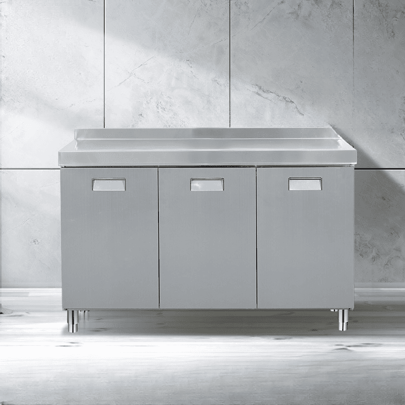 3 Doors/4 Doors/2 Doors Art Deco Chrome Narrow/Standard Sideboard with Metal Countertop, 1 Shelf, and Kitchen Cupboards - image 3