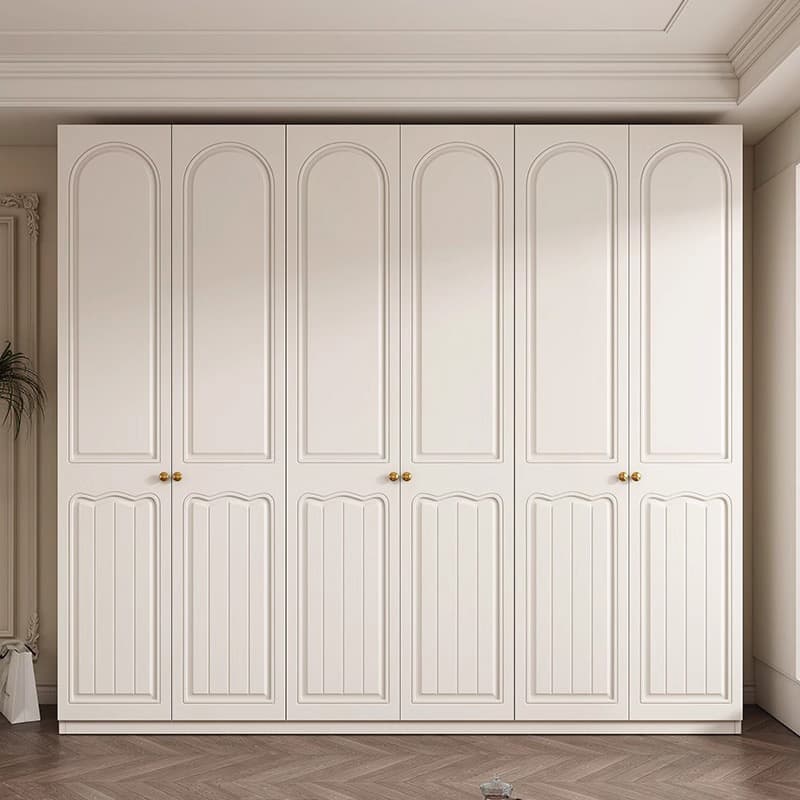 Chalk Minimalist Laminate Cabinet Armoire with Compartments, Interior Shelves, and Clothing Rod