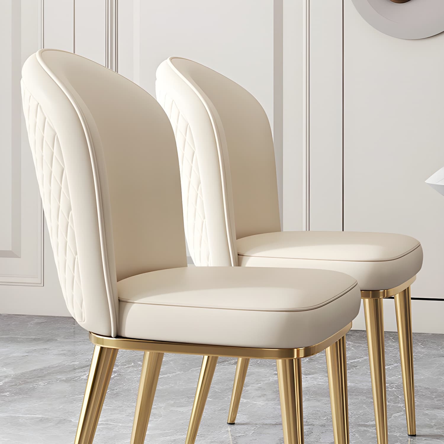 Glam Style Side Chair Leather Gold Frame Dining Chair for Home - image 21