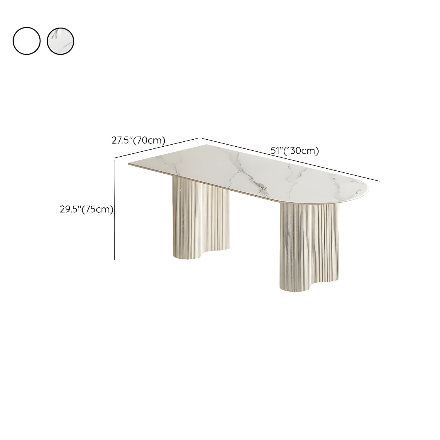 White Modern Stone Top Kitchen Dining Table with Metal Base for Home - image 16