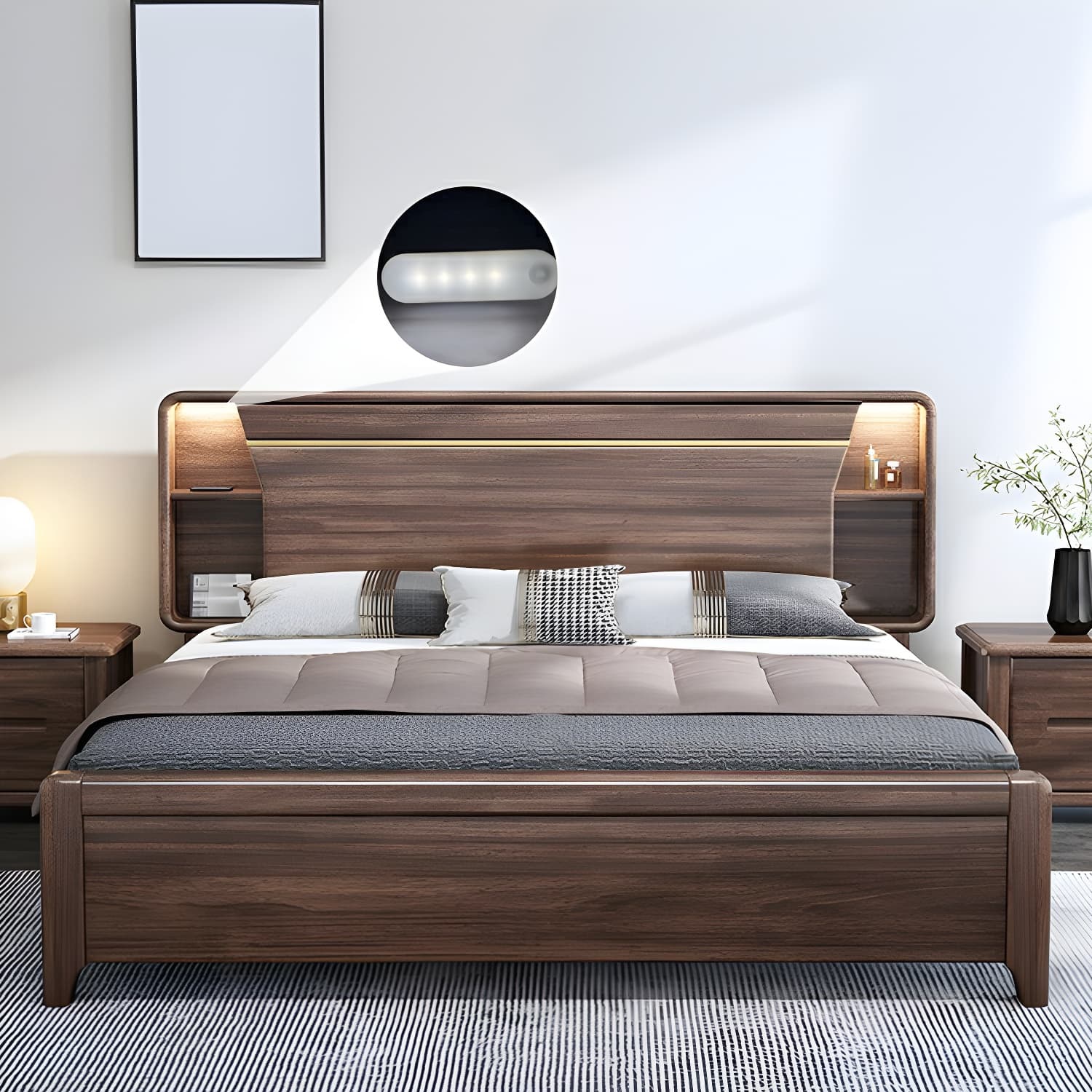 Mid-Century Modern Wood Bed with Headboard, Footboard, and Sleek Design for Stylish Comfort - image 6