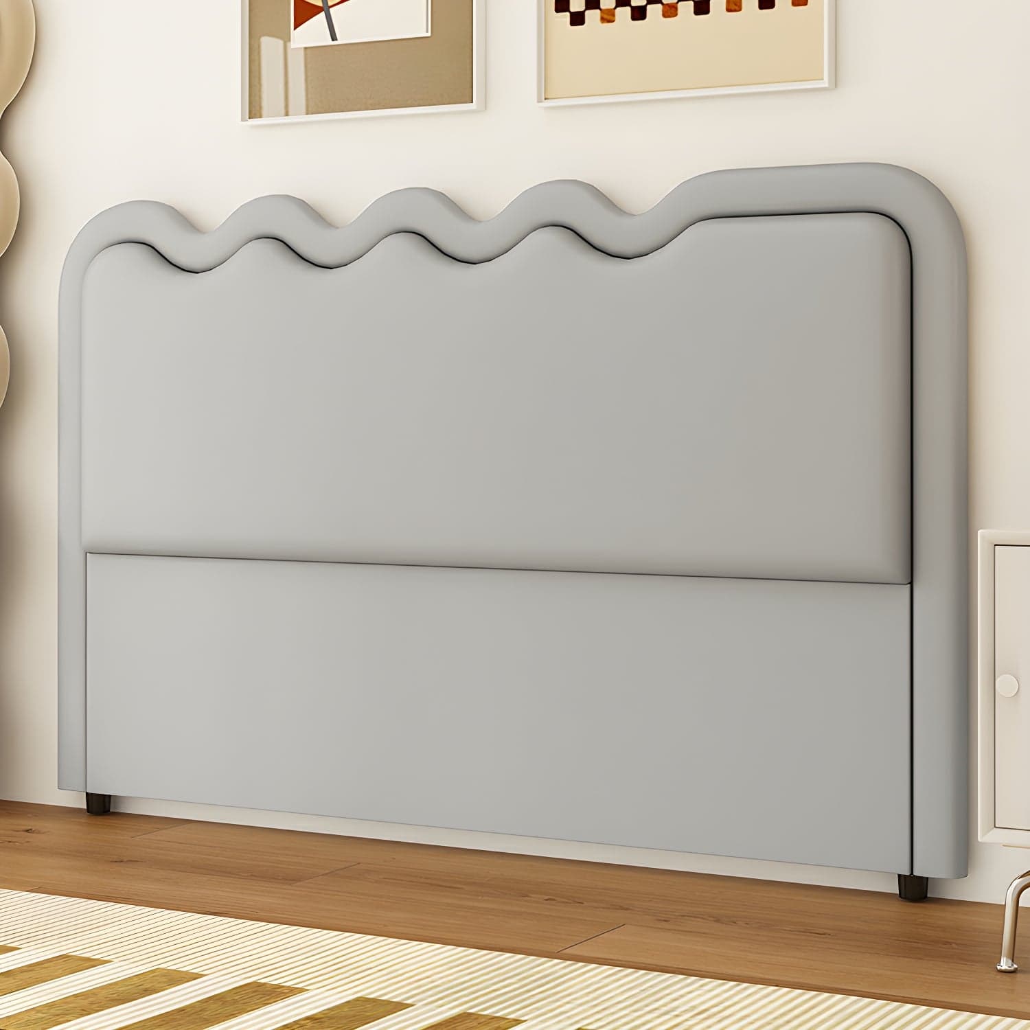 Modern Upholstered Panel Headboard with Leather Upholstery and Rectangular Shape - image 7