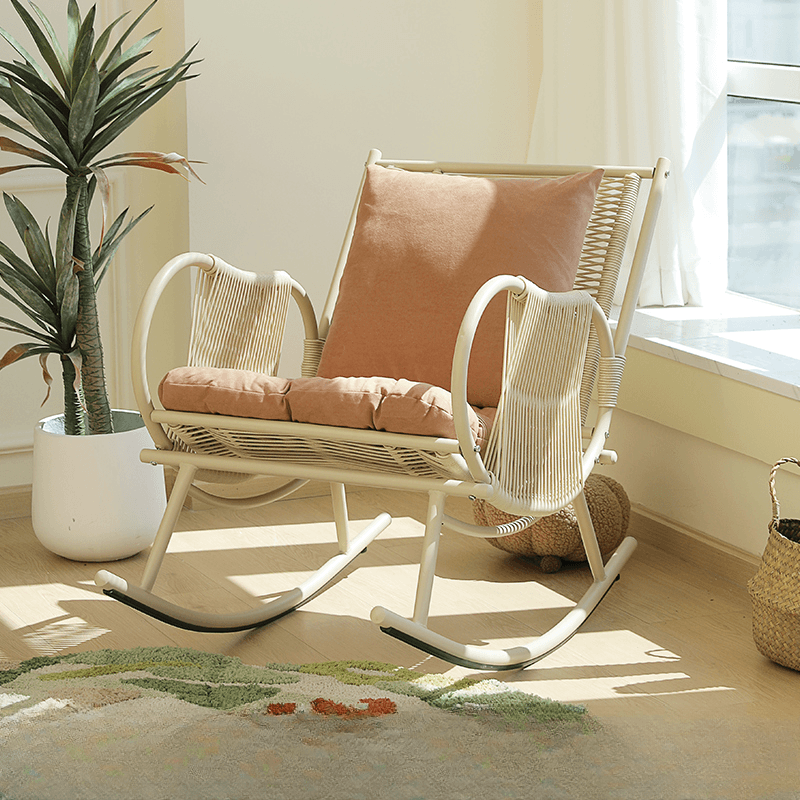 Art Deco Alloy Rocking Chair with Upholstered Track Arm - image 5