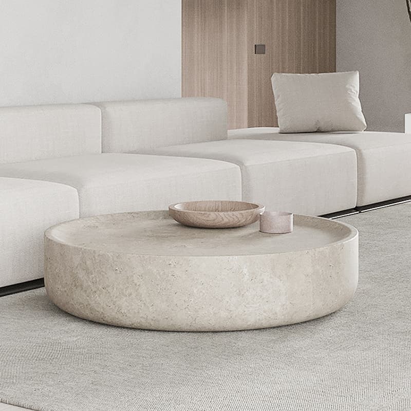 Contemporary Coffee Table Wood Ball Travertine Top Pallet Table Foyer - image 5