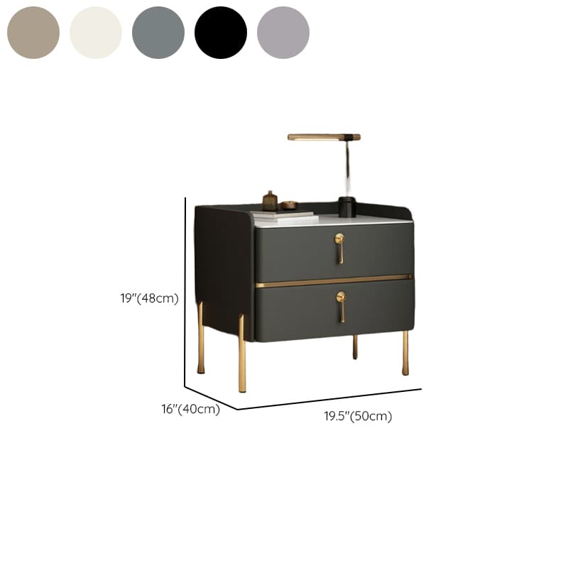 Stylish/Art Deco Drawer Storage Nightstand with 2 Drawers, Stone Countertop, and Leg - image 11
