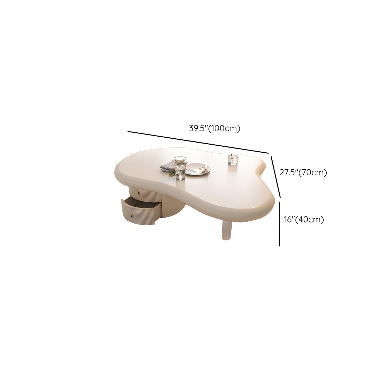 Nordic Irregular Coffee Table in White of 15.7" H with Acrylic Legs - image 23
