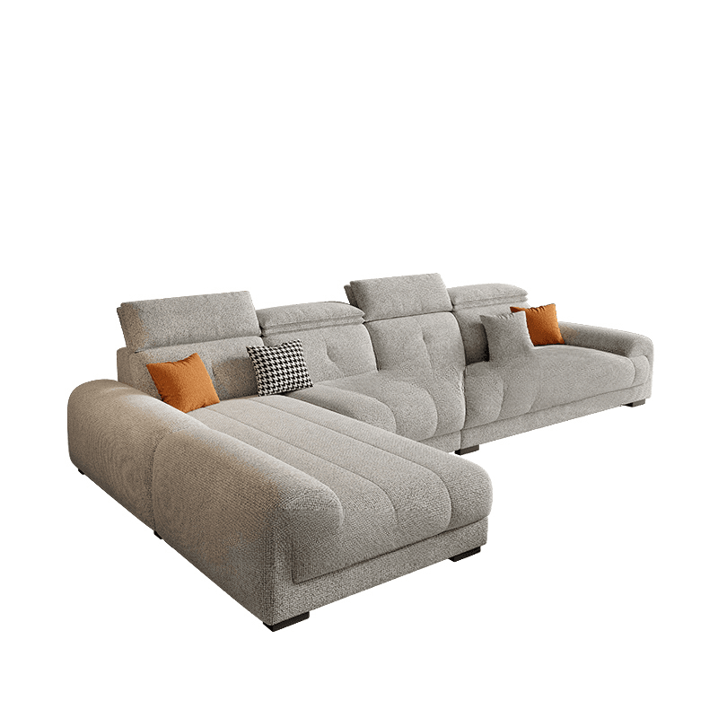 L-Shape Sofa Recliner, Left Orientation with Round Arm