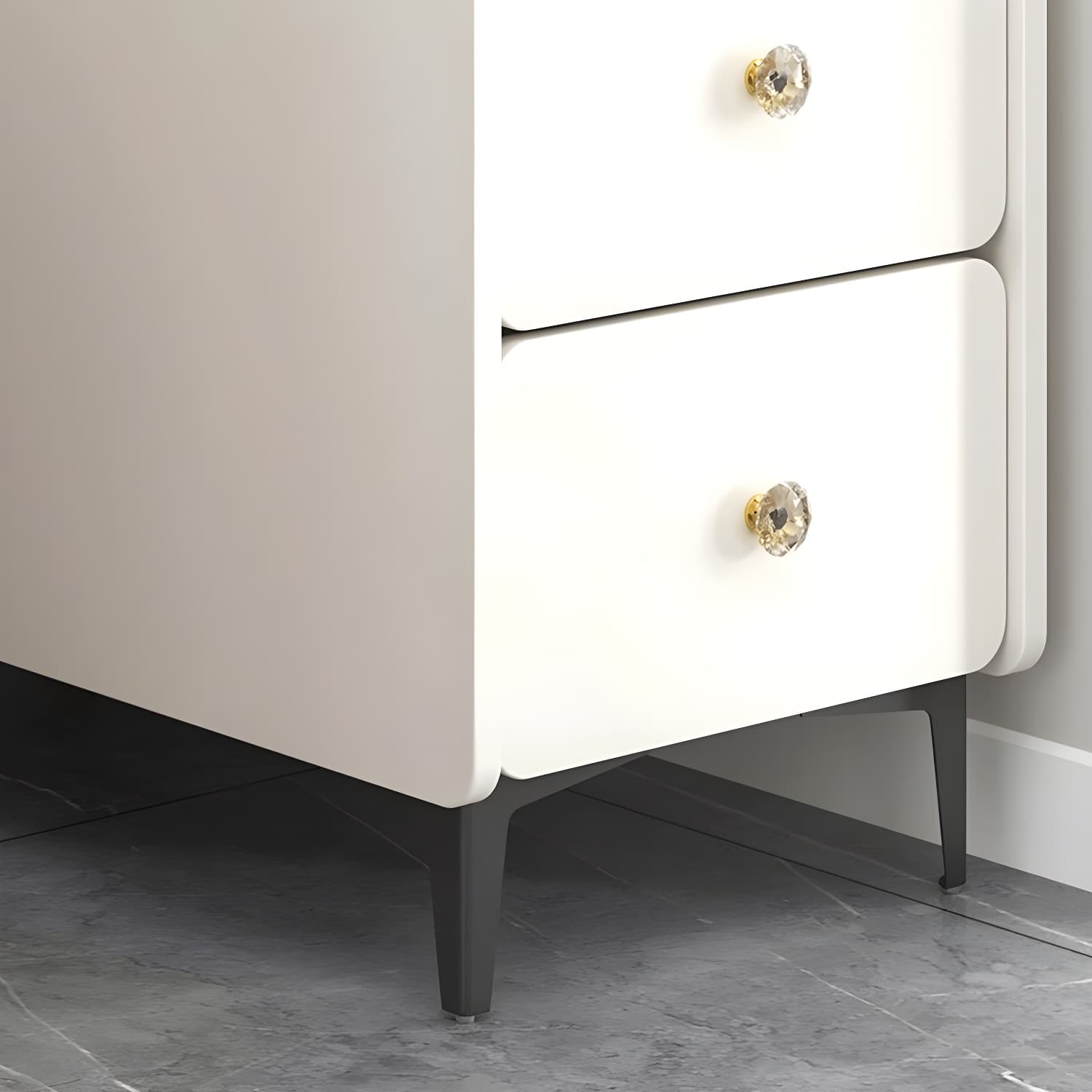 Elegant Corner Accent Cabinet with Glass Doors and Black Metal Base - image 8