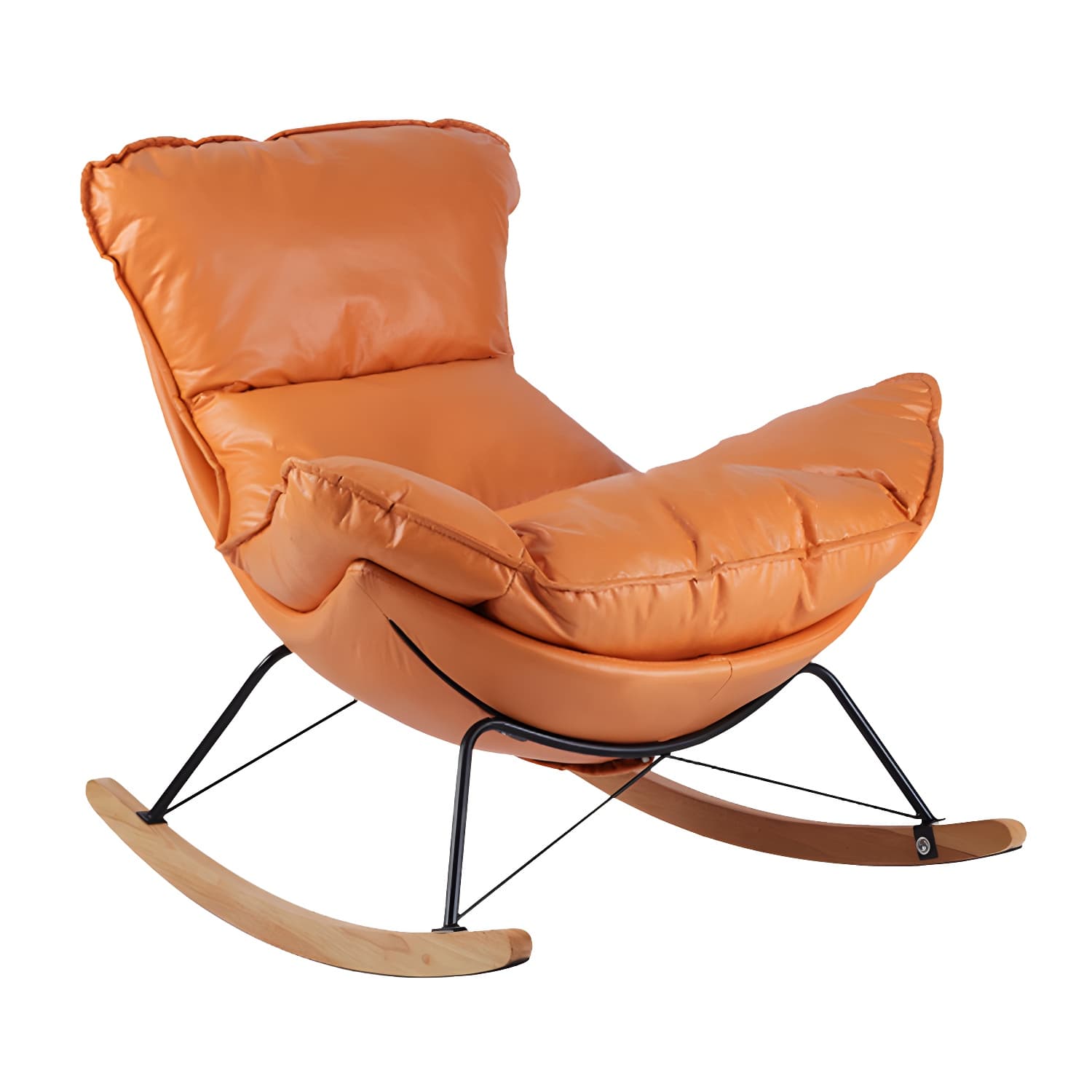 Contemporary Rocking Chair Fabric Upholstered Tufted Wing Chair Back Baby Rocking Chair - image 12