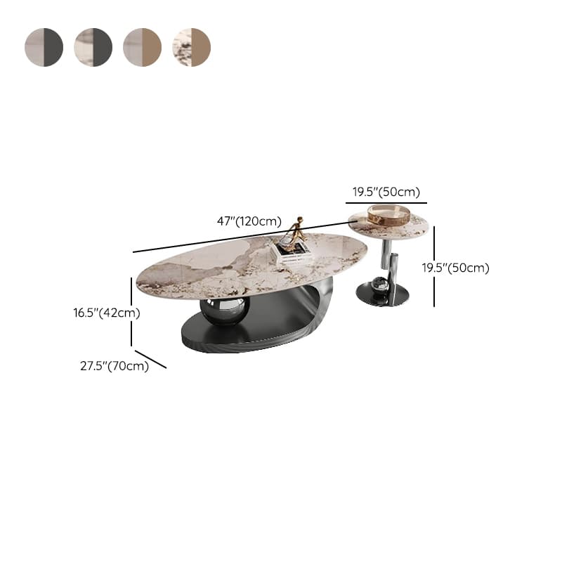 Luxurious Abstract Base Coffee Table with Elliptic Scratch-Resistant Stone Top - image 14