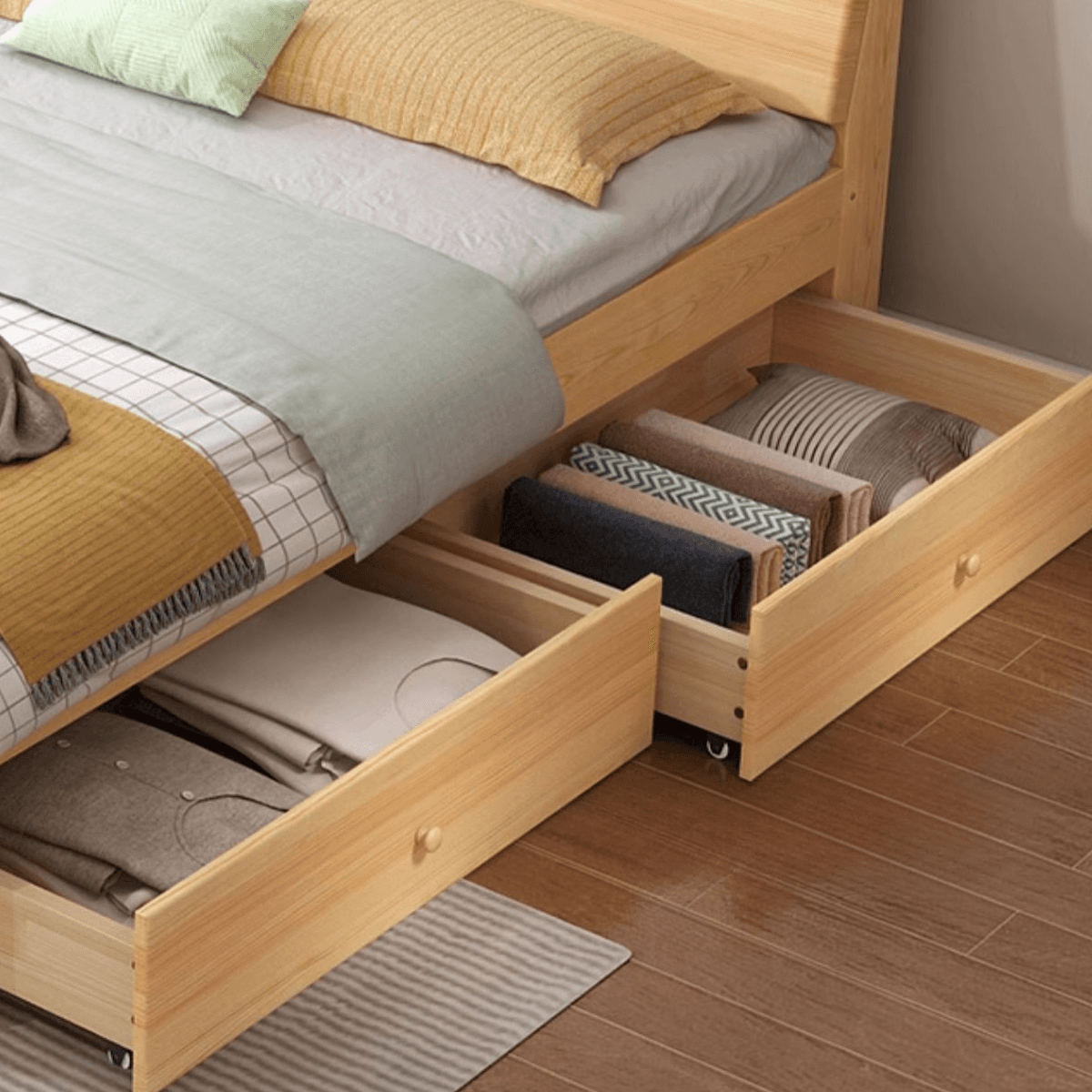 Casual Pine Wood Cabinet Bed/Pallet Bed Frame with 2 Drawers - image 8