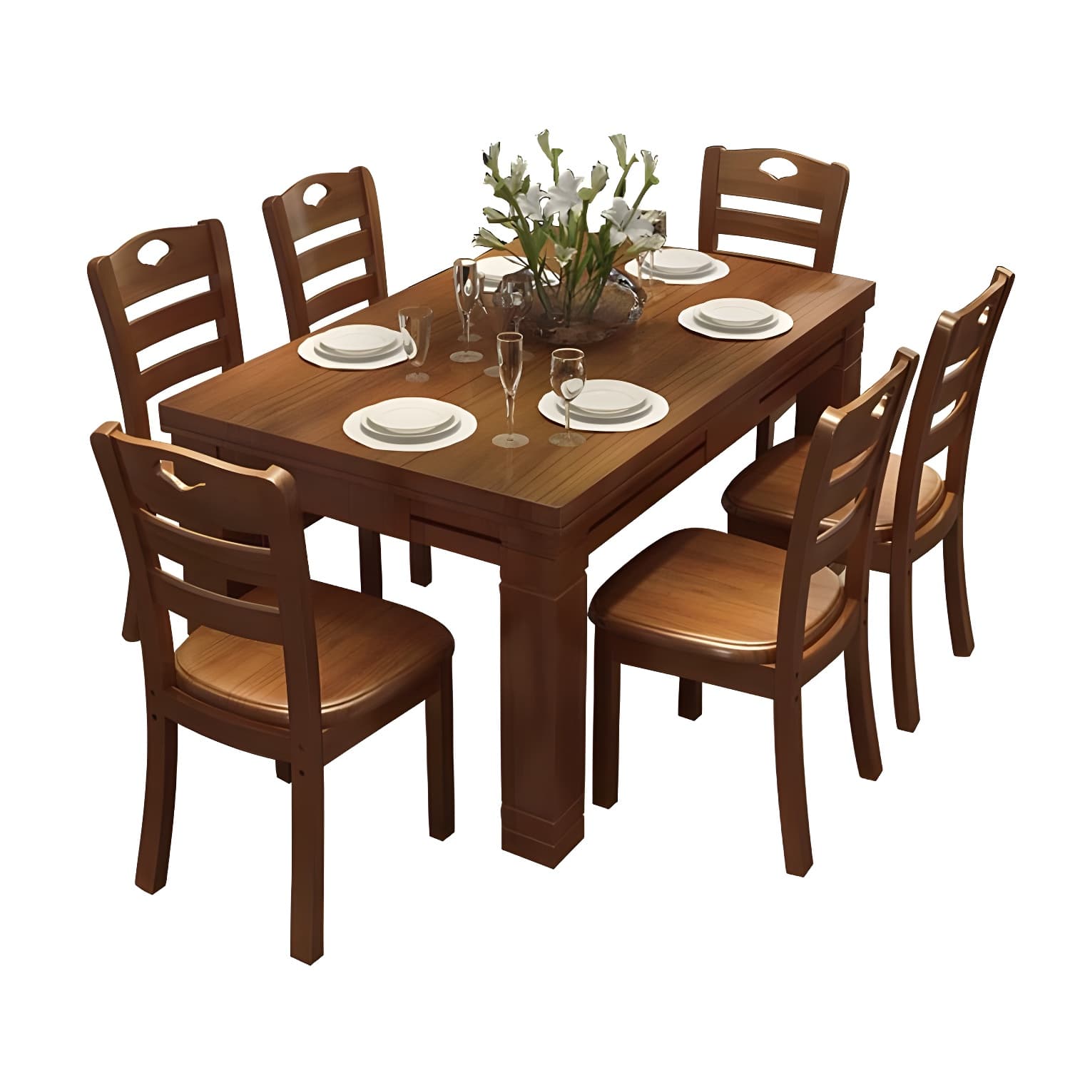 7-Piece Modern Wood Dining Set with Solid Wood Features and Seating for 6 - image 9