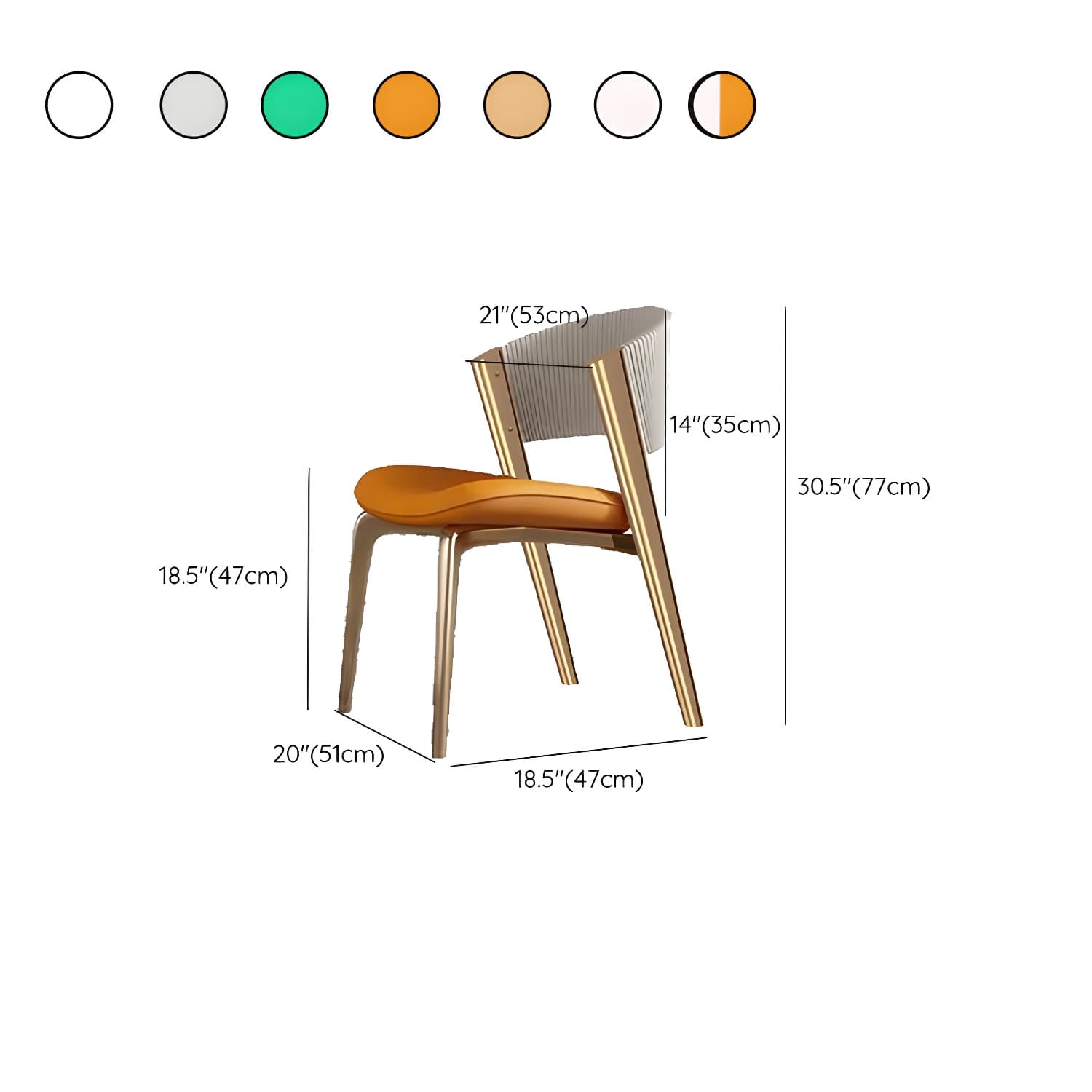 Glam Faux Leather Side Chair with Brass/Gold Legs and Open Back for Kitchen & Dining - image 16