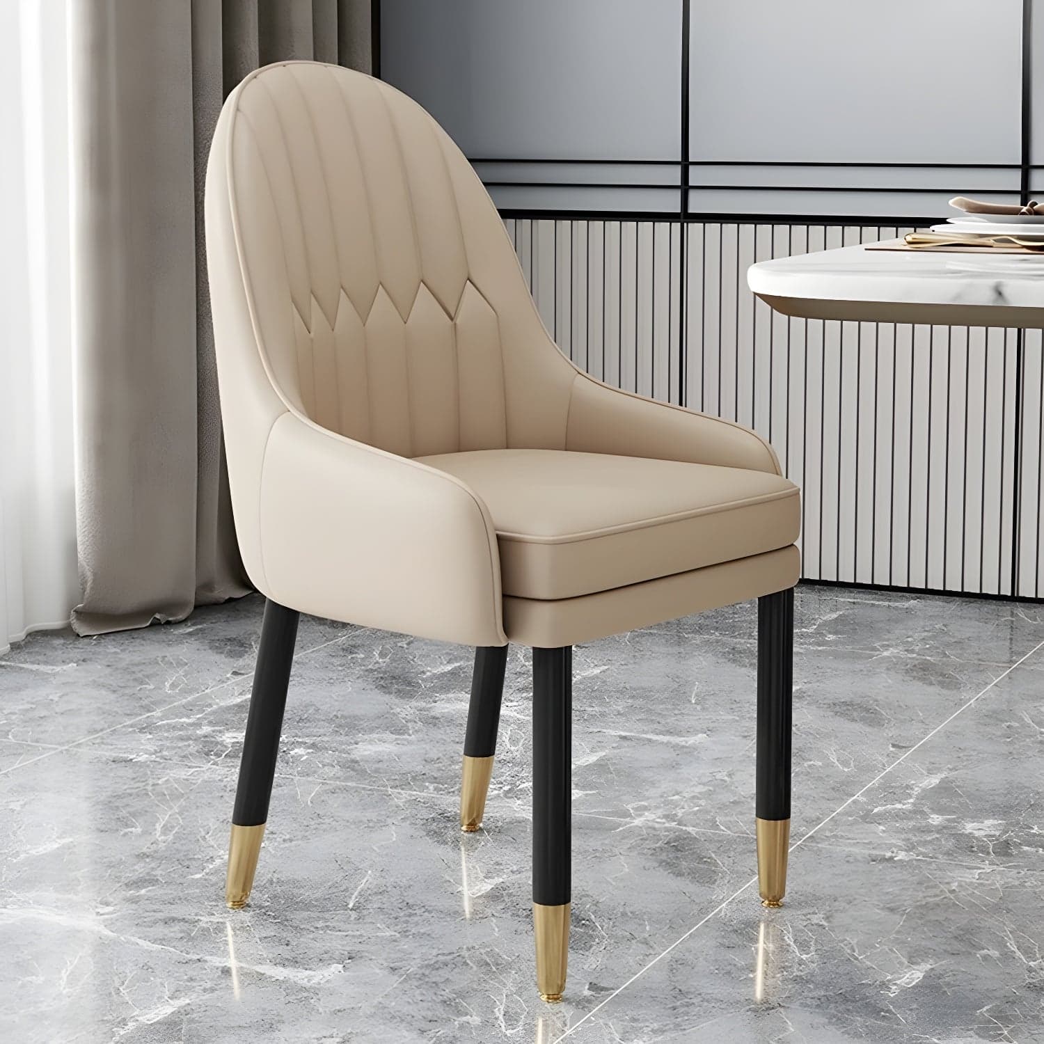Elegant Glam Faux Leather Dining Chair with Solid Back for Kitchen & Dining - image 14