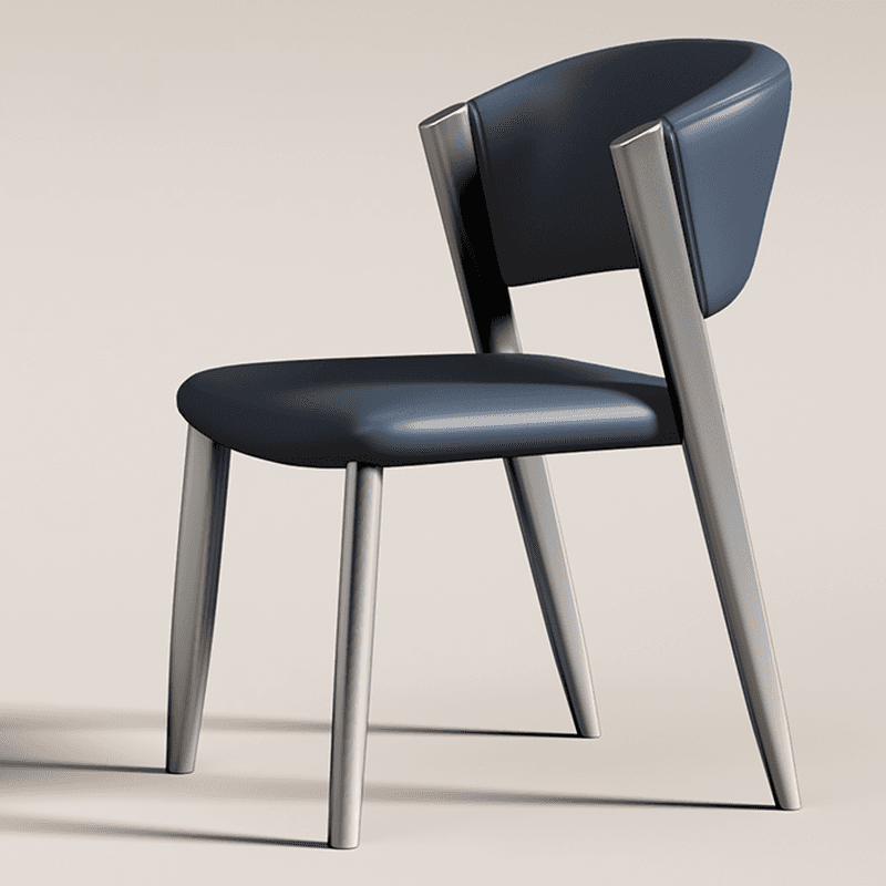 Modish Armless Chair with Exposed Back, Cushioned, Grey Steel Legs - image 3